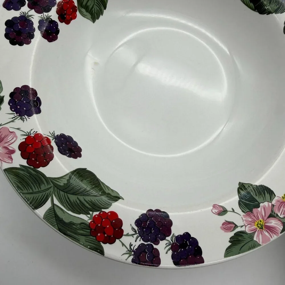 Tienshan Raspberry‎ Social Rim soup bowls lot of four Stoneware replacements